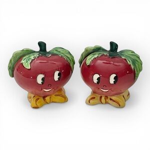 Vintage PY Tomato Radish Head Salt & Pepper Shakers Mid Century Japan